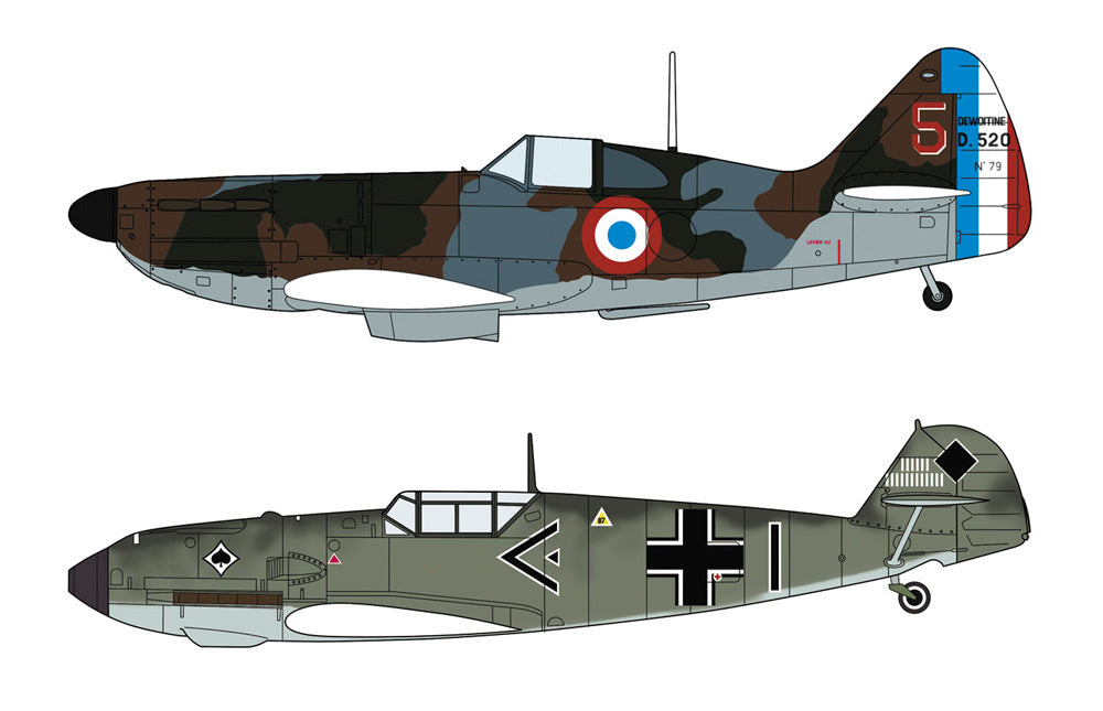 Hasegawa 02332 1:72 Dewoitine D.520 & Messerschmitt Bf 109E Battle of France Kit