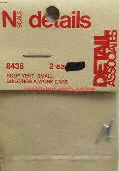 Detail Associates 8438 N Scale Small Buildings & Work Cars Roof Vents, Small (2)