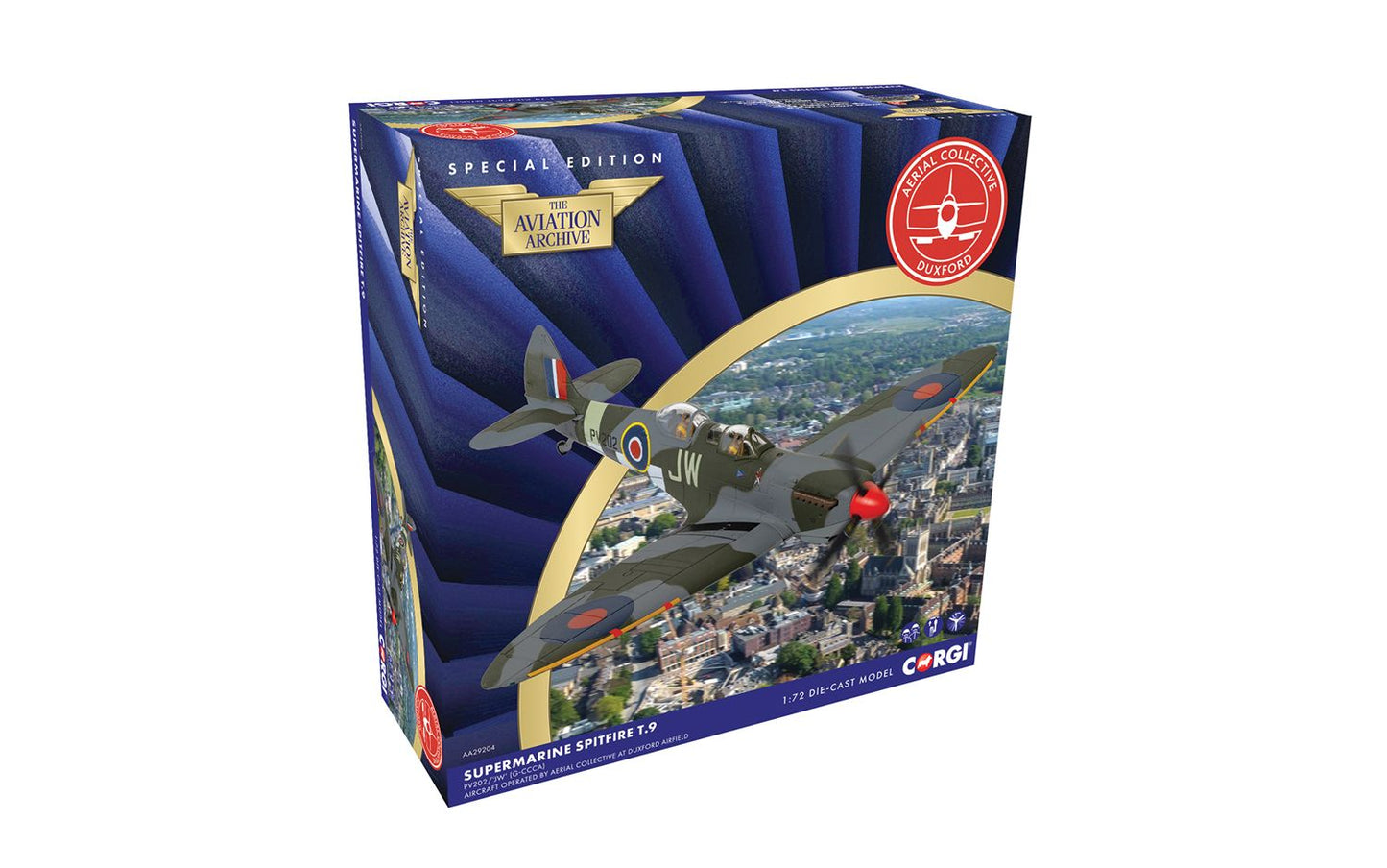 Corgi AA29204 1:72 Duxford Airfield PV202 Supermarine Spitfire T9 Aircraft
