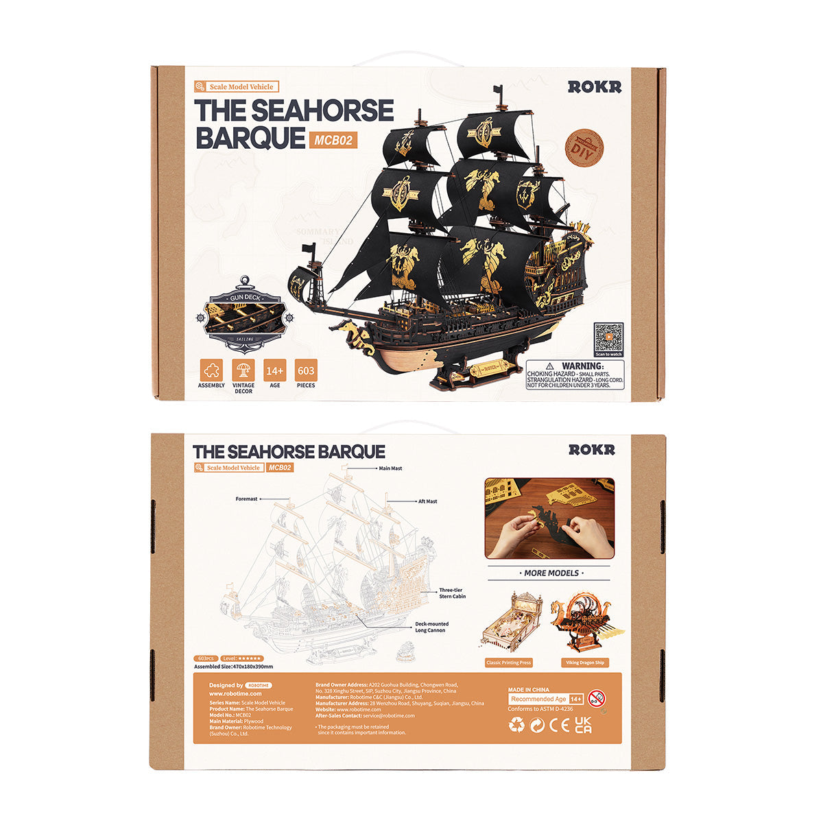 Robotime MCB02 ROKR The Seahorse Barque 3D Wooden Puzzle