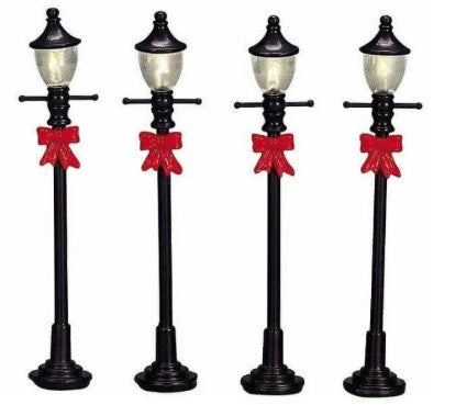 Lemax 34959 Coventry Cove Gas Streep Lamp w/Red Bows (Set of 4)