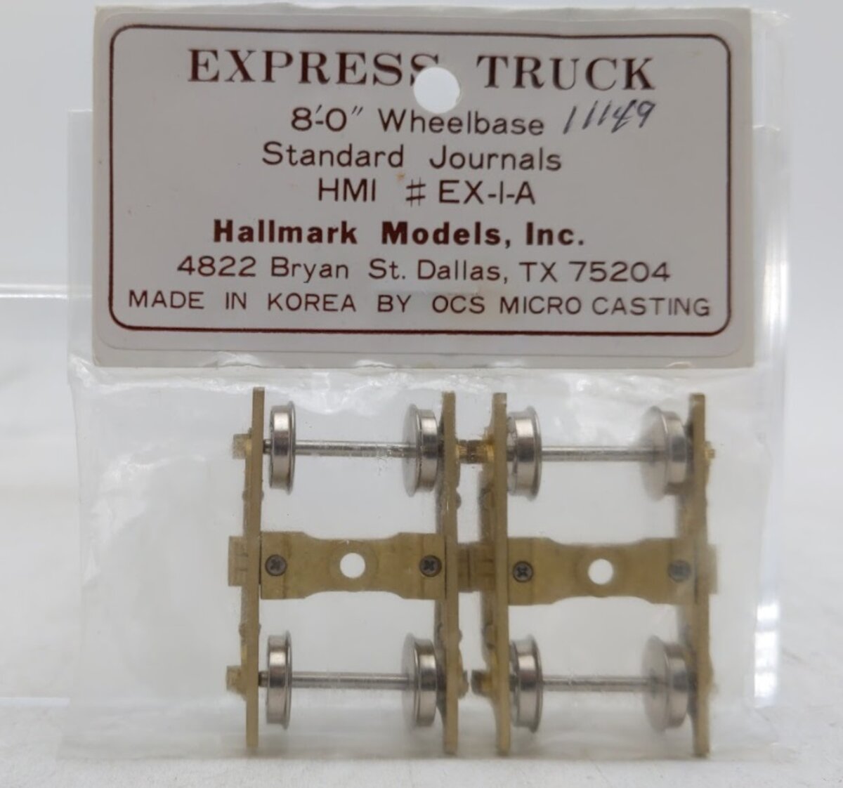 Overland EX-I-A HO Scale 8'-0" Wheelbase Standard Journals HMI Brass (Pack of 2)