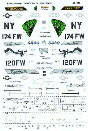 Microscale 48-1084 1:48 F-16C Falcons: 120th FW & 174th FW Decals