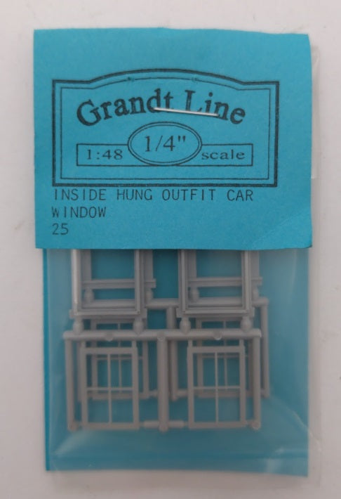 Grandt Line 25  O Scale Four-Pane Car Window Inside Hung Outfit