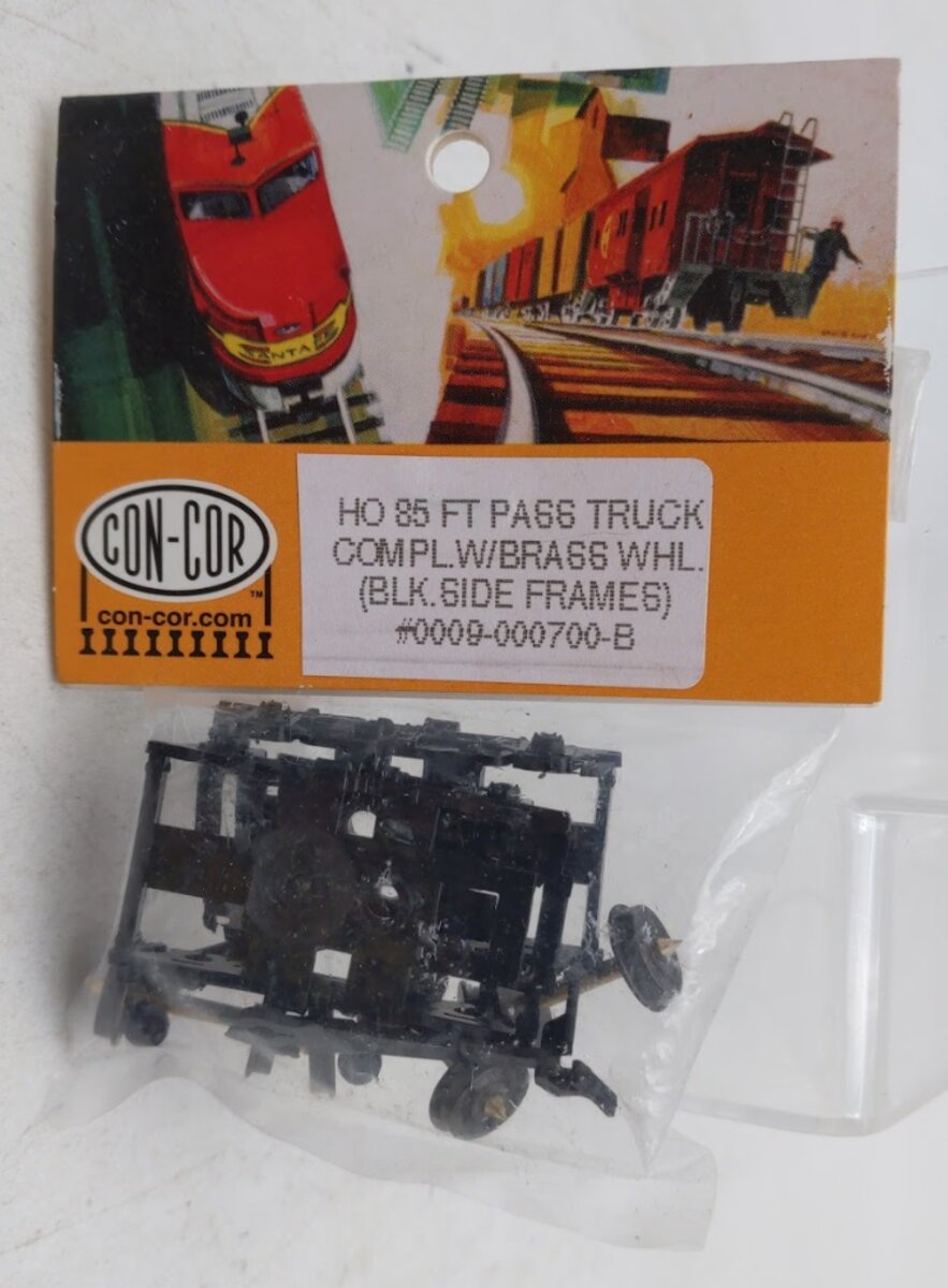 Con-Cor 0009-000700-B HO 85Ft Pass Truck Compl W/Brass 6 Whl Blk Side Frame Kit