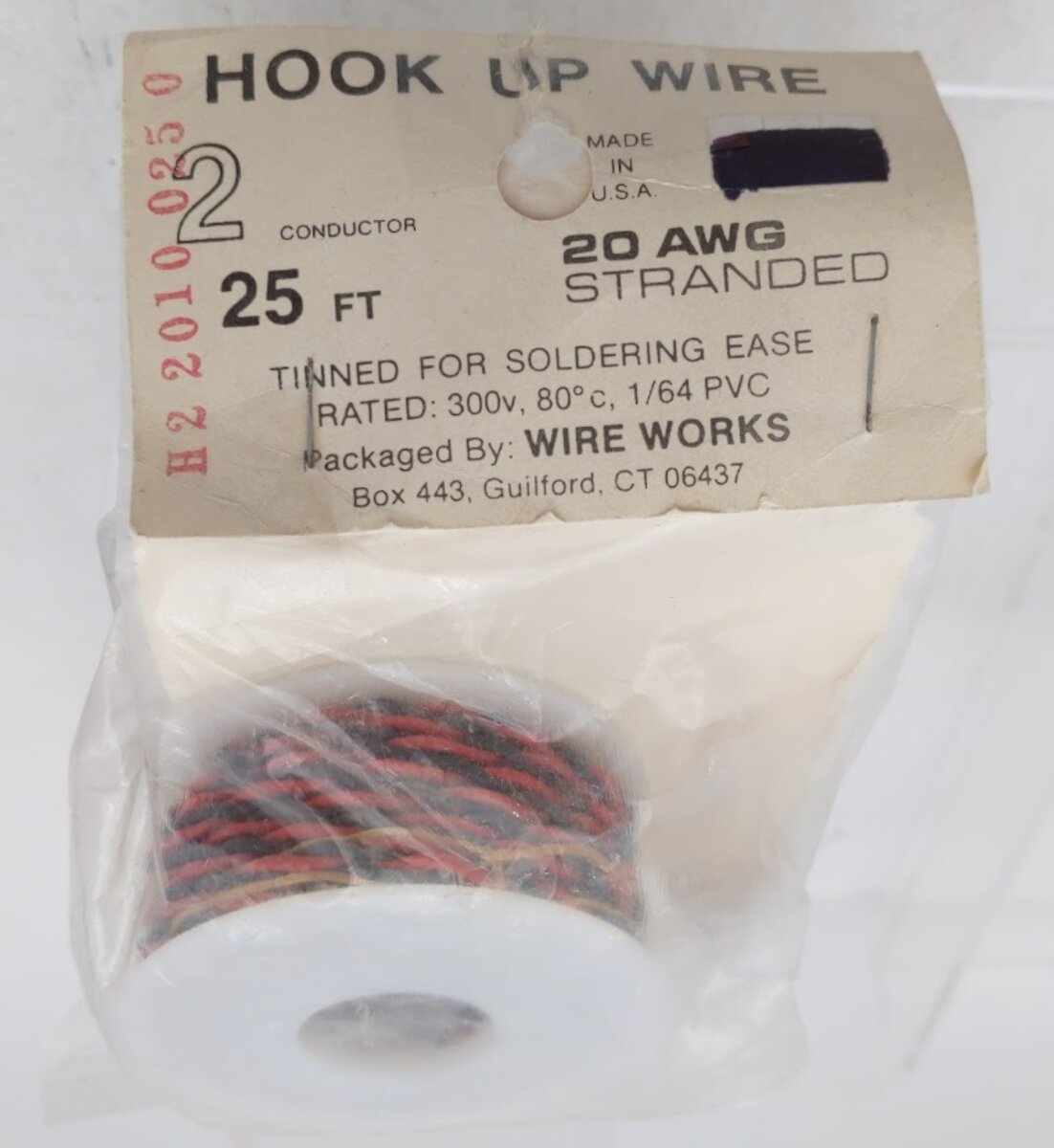 Wire Works H22010025 Red and Black 25' Roll of 2 Conductor 20 AWG Stranded