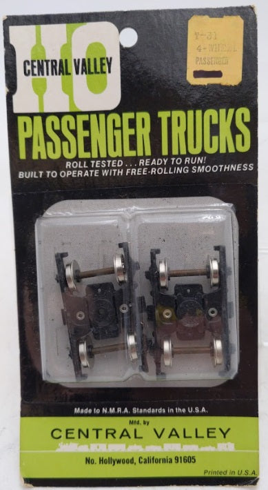 Central Valley Models T-31 HO 4-Wheel Passenger Wheel (Set of 2)