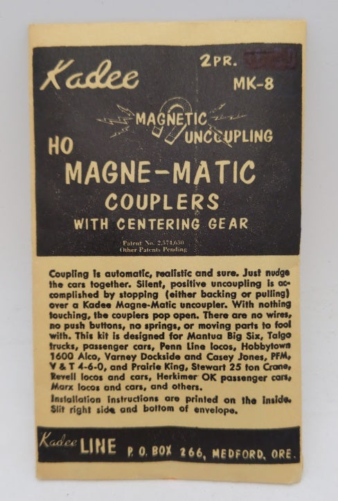 Kadee MK-8 HO Scale Magne Matic Couplers with Centering Gear Kit