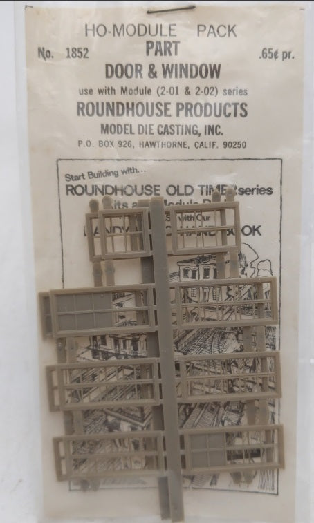 Roundhouse 1852 HO Scale Part Door & Window Use W/(2-10/2-20) Series Module Pack