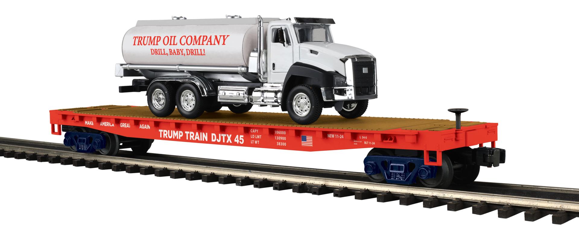 MTH 20-95804 O Donald J. Trump Premier Flat Car with Tanker Truck