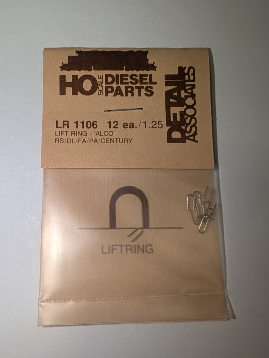 Detail Associates LR1106 HO Lift Ring Alco RS/DL/FA/PA/Century (Pack of 12)