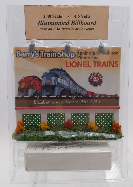 Acme 14845 1:48 Illuminated Billboard Barry's Train Shop 4.5 Volts