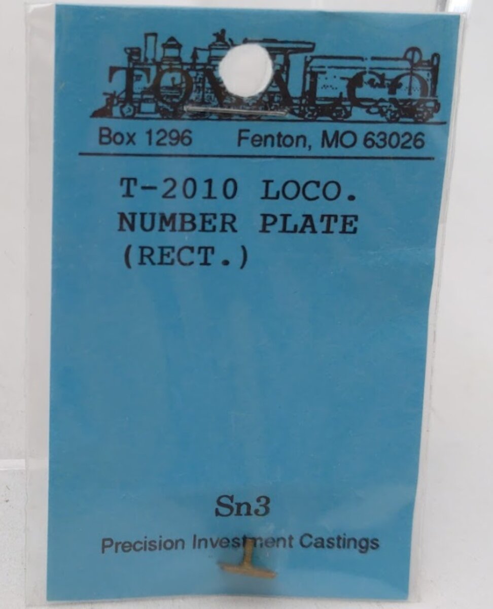Tomalco T-2010 Sn3 Locomotive Number Plate Rectangular Brass Part
