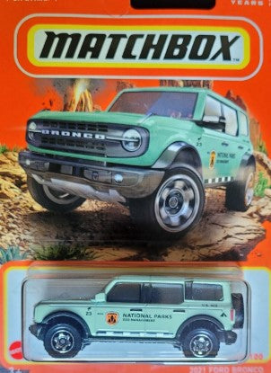 Matchbox HKX08-4B10 1:64 Diecast National Parks Eco Management 2021 Ford Bronco