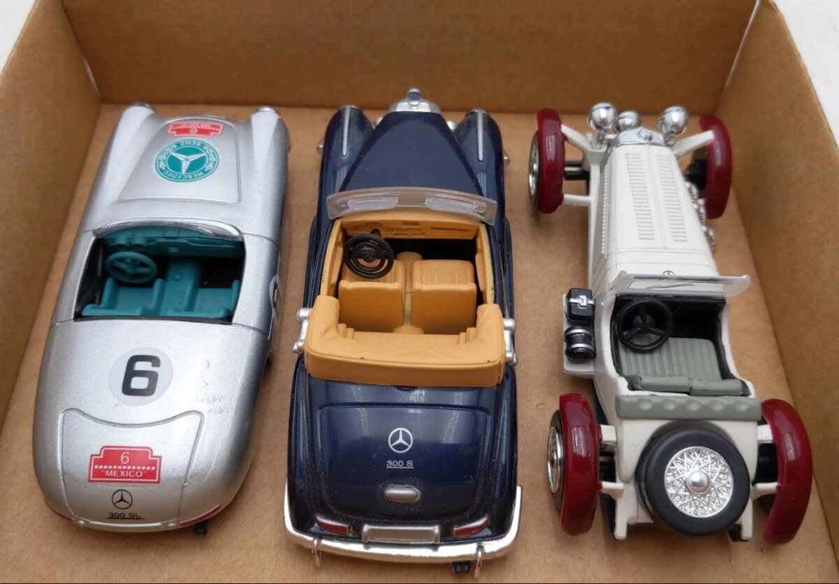 Acme 6300 1:36 Mercedes Cars Vintage White / Blue 300S & Racing 300SL #6 Diecast