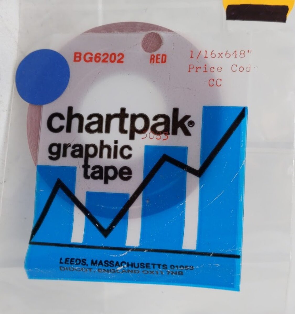 Chartpak BG6202 Red Matte Graphic Art Tape 1/16 W x 648 L Inches