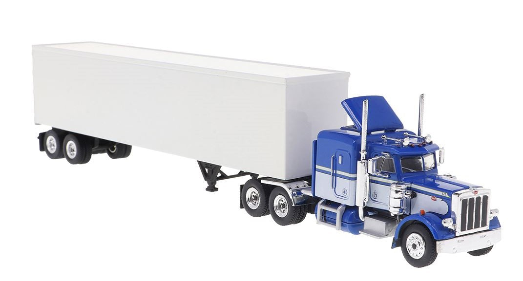 Brekina Automodelle 85716 HO White/Blue '73 Peterbilt 359 Sleeper Cab Tractor