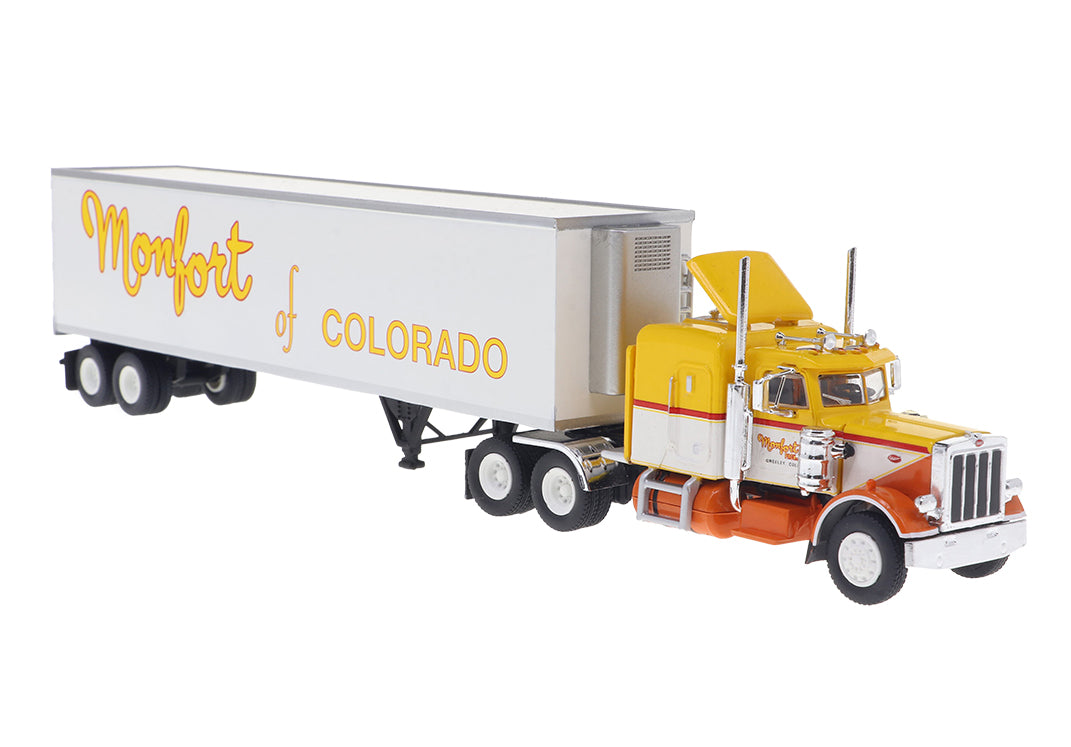 Brekina Automodelle 85719 HO Monfort Peterbilt 359 Sleeper Cab Tractor w/Trailer
