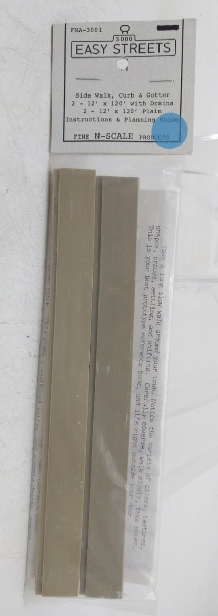 Fine N Scale Products FNA-3001 N 3000 Easy Streets Side Walk Curb and Gutter