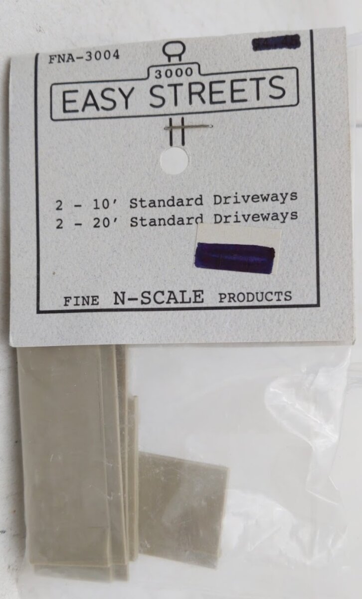 Fine N Scale Products FNA-3004 N Scale 3000 Easy Streets Driveways (Set of 4)