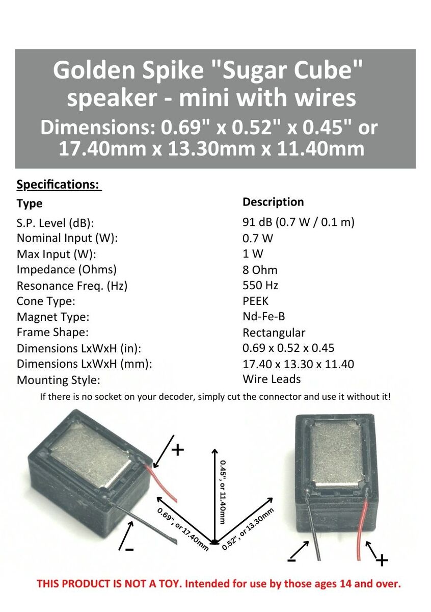 Golden Spike GS1511H11W8 Mini Sugar Cube Speaker with Wires