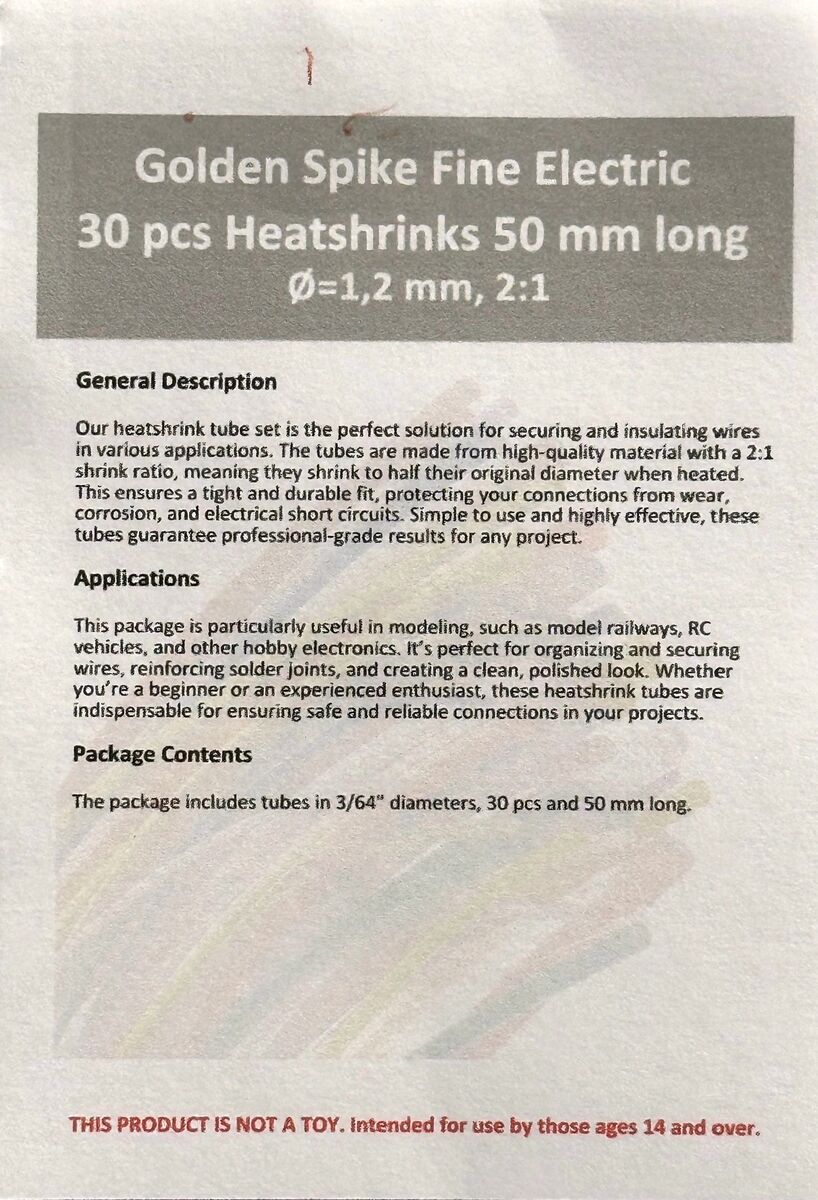 Golden Spike GSHST30 Fine Electric Heatshrinks - 50 mm (Pack of 30)