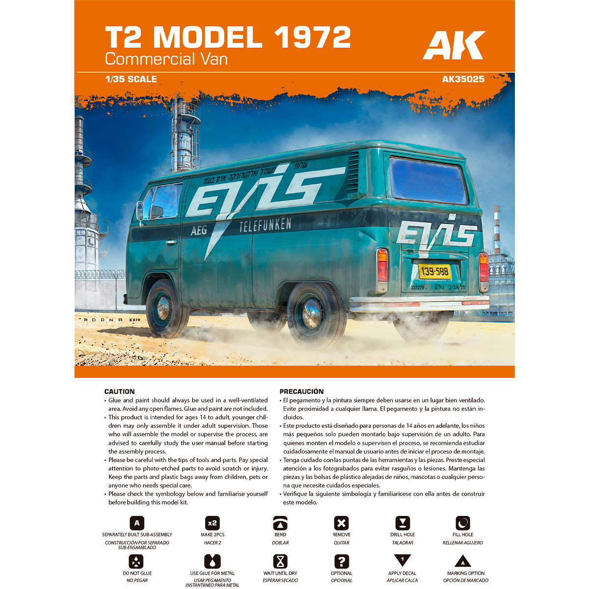 AK Interactive AK35025 1:35 T2 Model 1972 Commercial Van Model Kit