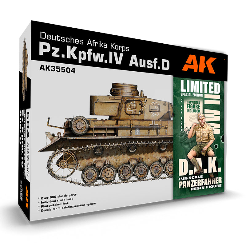 AK Interactive AK35504-A 1:35 Pz.Kpfw.Iv Ausf.D Afrika Korps + Dak Panzerfahrer