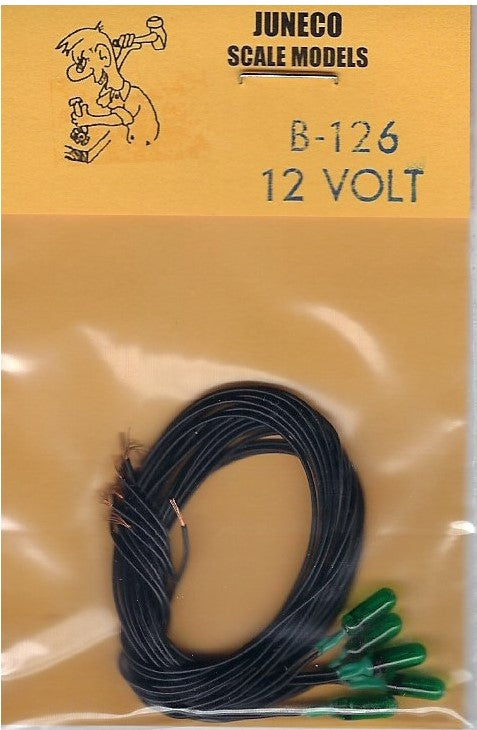 Juneco B-126 12 Volt Green Bulb w/Wiring (Pack of 5)