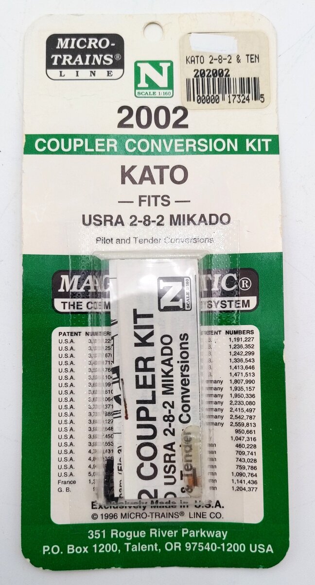Micro-Trains 2002 N Scale Coupler Conversion Kit Fits: Kato