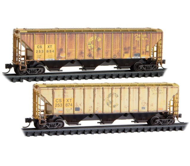 Micro-Trains 98305096 N CSX Weathered 2-Bay Covered Hoppers (Set of 2)