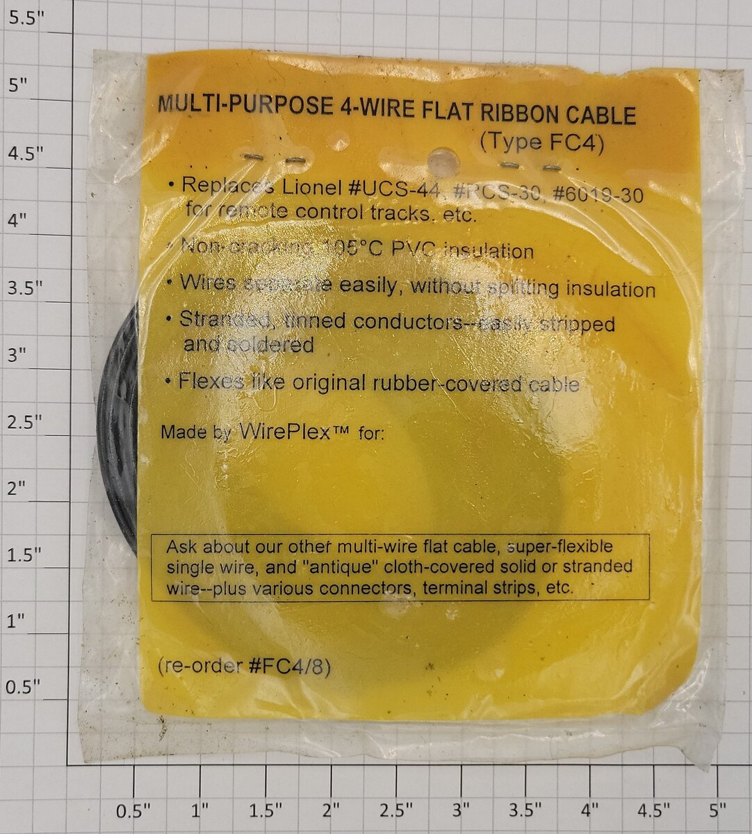 Wire-Plex FC4 O Gauge 4 Conductor Flat Cable #22 Gauge 8.5ft. Factory Package