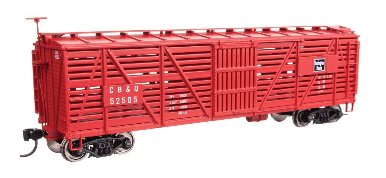 Walthers 910-41451 HO CBQ 40' Wood Stock Car Ready to Run #52505