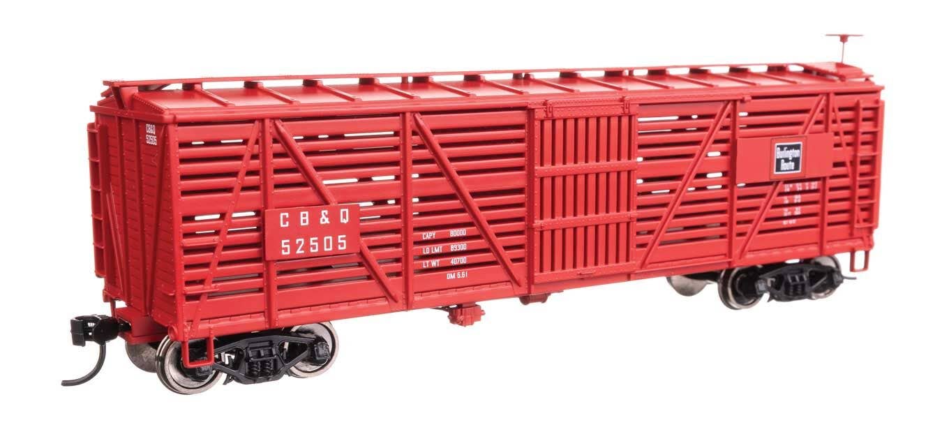 Walthers 910-41451 HO CBQ 40' Wood Stock Car Ready to Run #52505