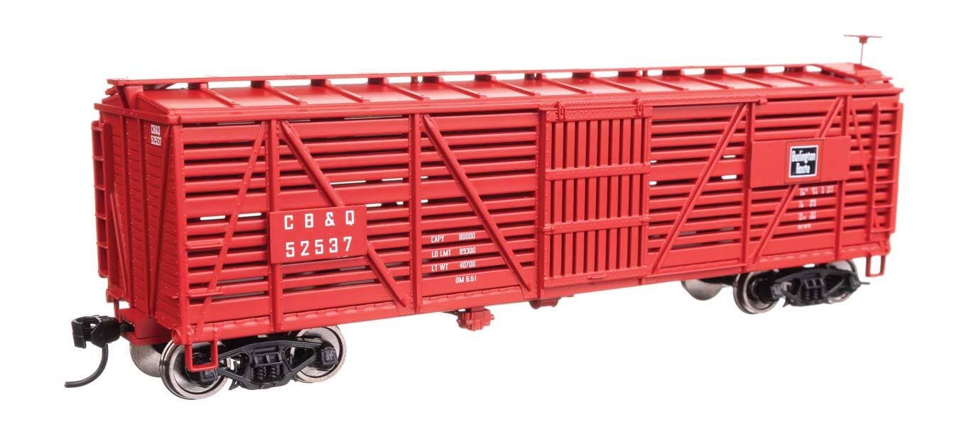 Walthers 910-41452 HO CBQ 40' Wood Stock Car Ready to Run #52537