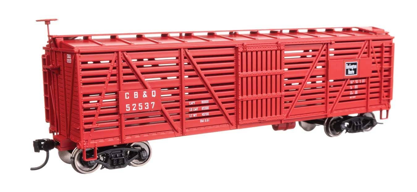 Walthers 910-41452 HO CBQ 40' Wood Stock Car Ready to Run #52537