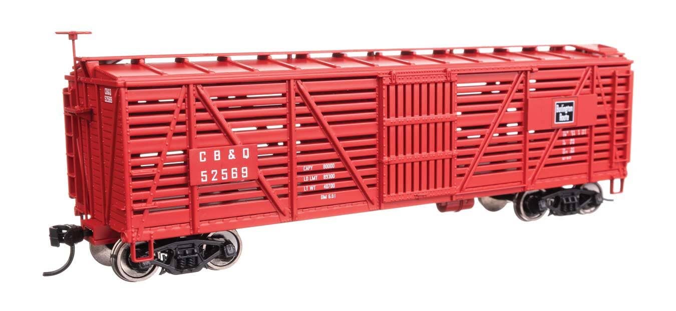 Walthers 910-41453 HO CBQ 40' Wood Stock Car Ready to Run #52569