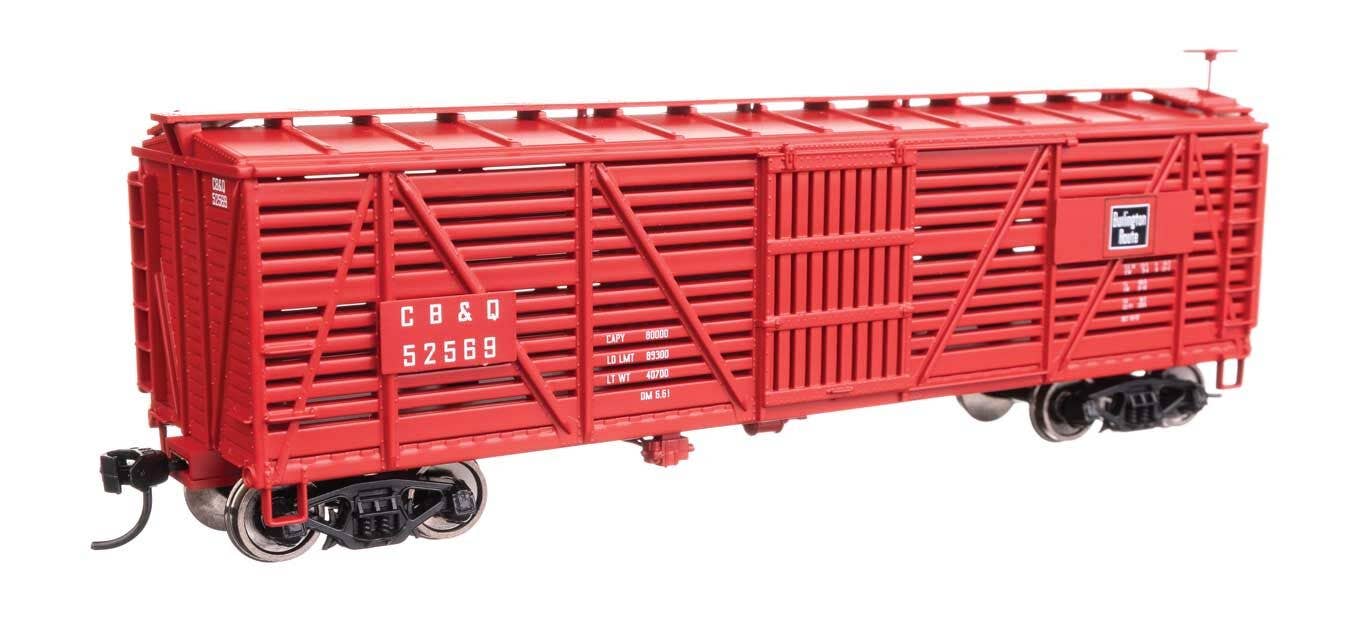 Walthers 910-41453 HO CBQ 40' Wood Stock Car Ready to Run #52569