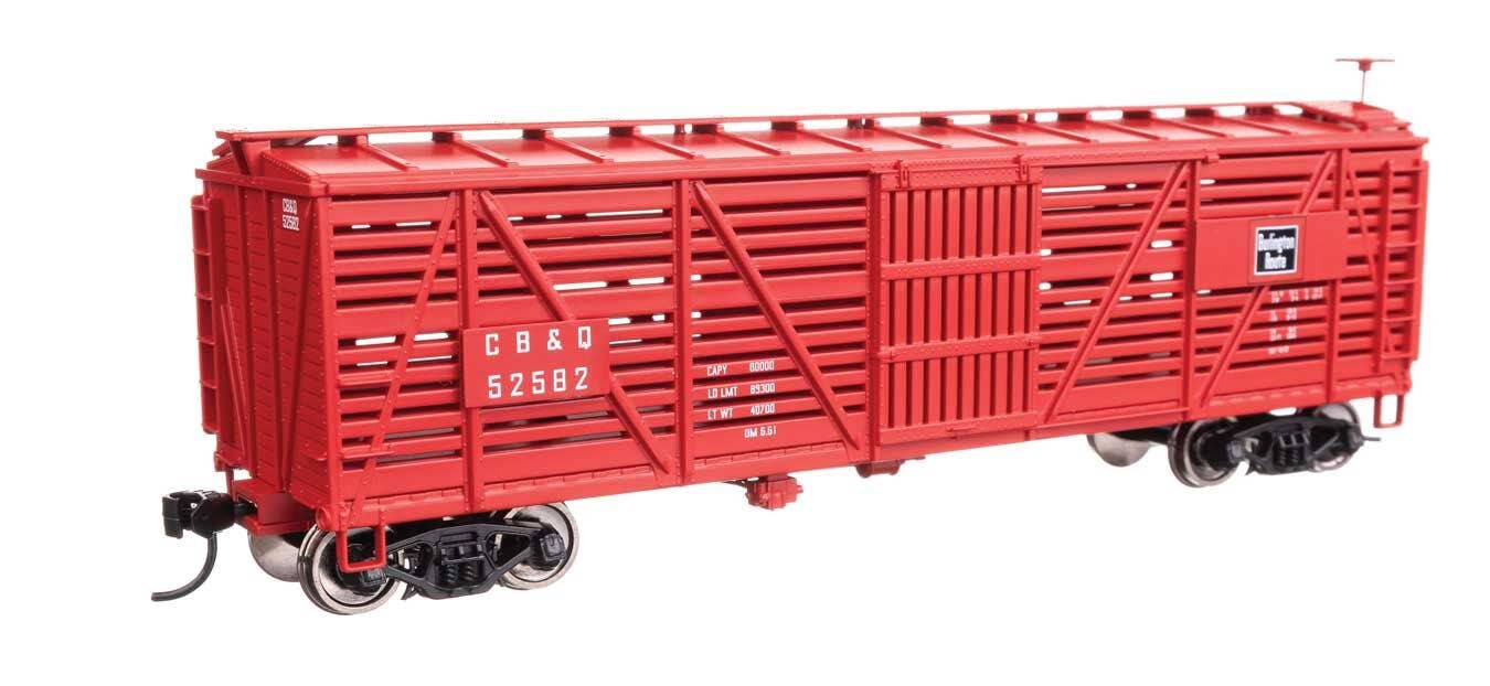 Walthers 910-41454 HO CBQ 40' Wood Stock Car Ready to Run #52582