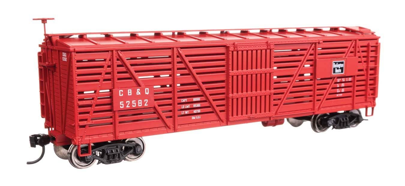 Walthers 910-41454 HO CBQ 40' Wood Stock Car Ready to Run #52582