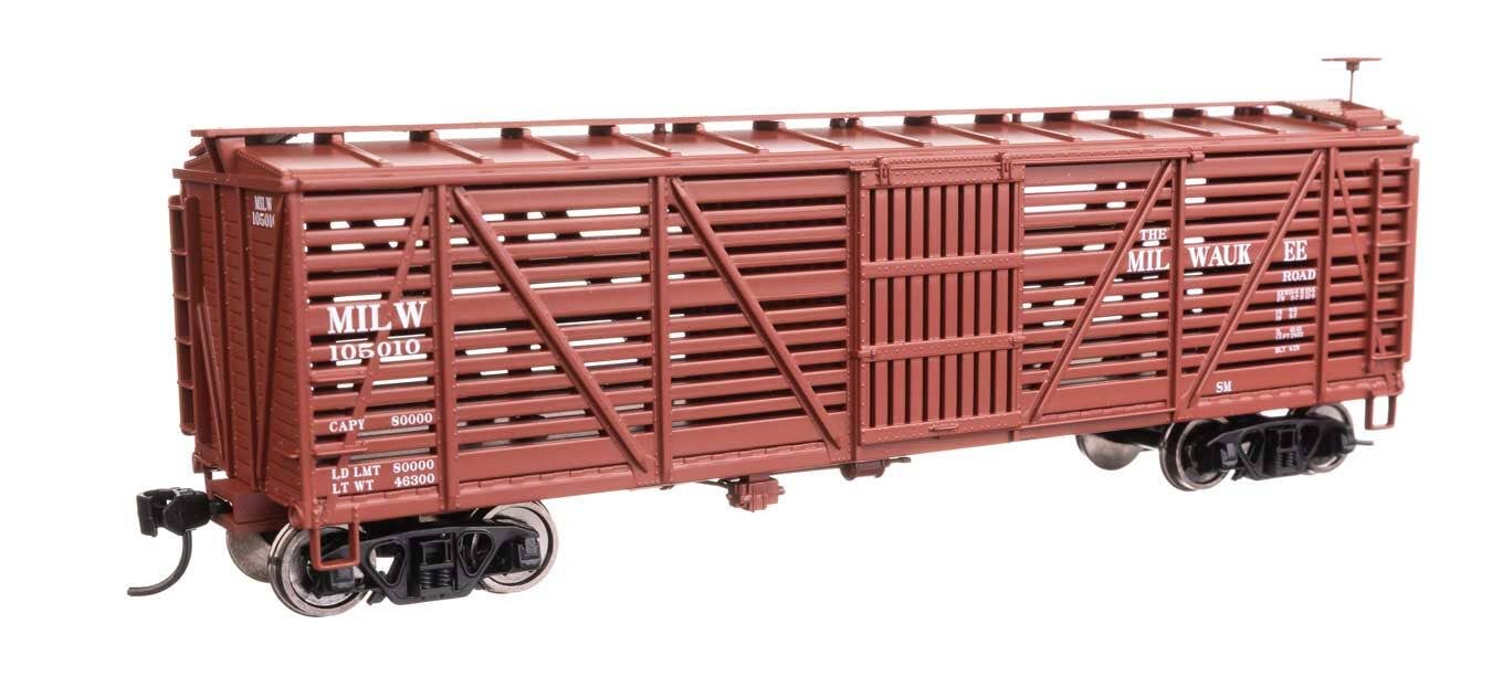 Walthers 910-41459 HO Milwaukee Road 40' Wood Stock Car Ready to Run #105010