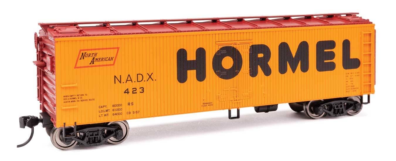 Walthers 910-41309 HO Hormel 40' Wood Reefer with Steel Ends RTR NADX #423