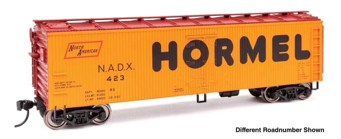 Walthers 910-41312 HO Hormel 40' Wood Reefer with Steel Ends RTR NADX #467