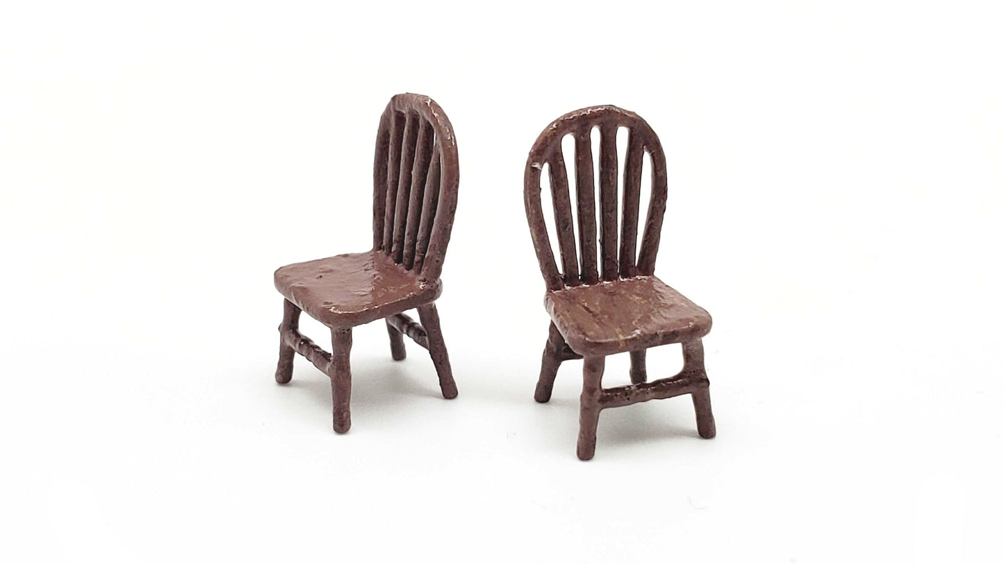 All Scale Miniatures 8711016 HO Rounded Wooden Chairs (Pack of 2)