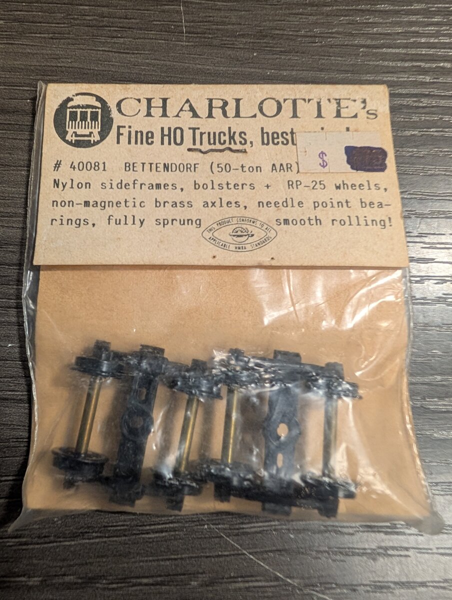 Charlottes 40081 HO Bettendorf (50-Ton AAR) Sideframes, Bolsters, & RP-25 Wheels
