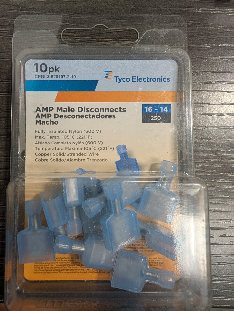 Tyco Electronics 16-14 .250 AMP Male Disconnects Fully Insulated Nylon (10 Pack)