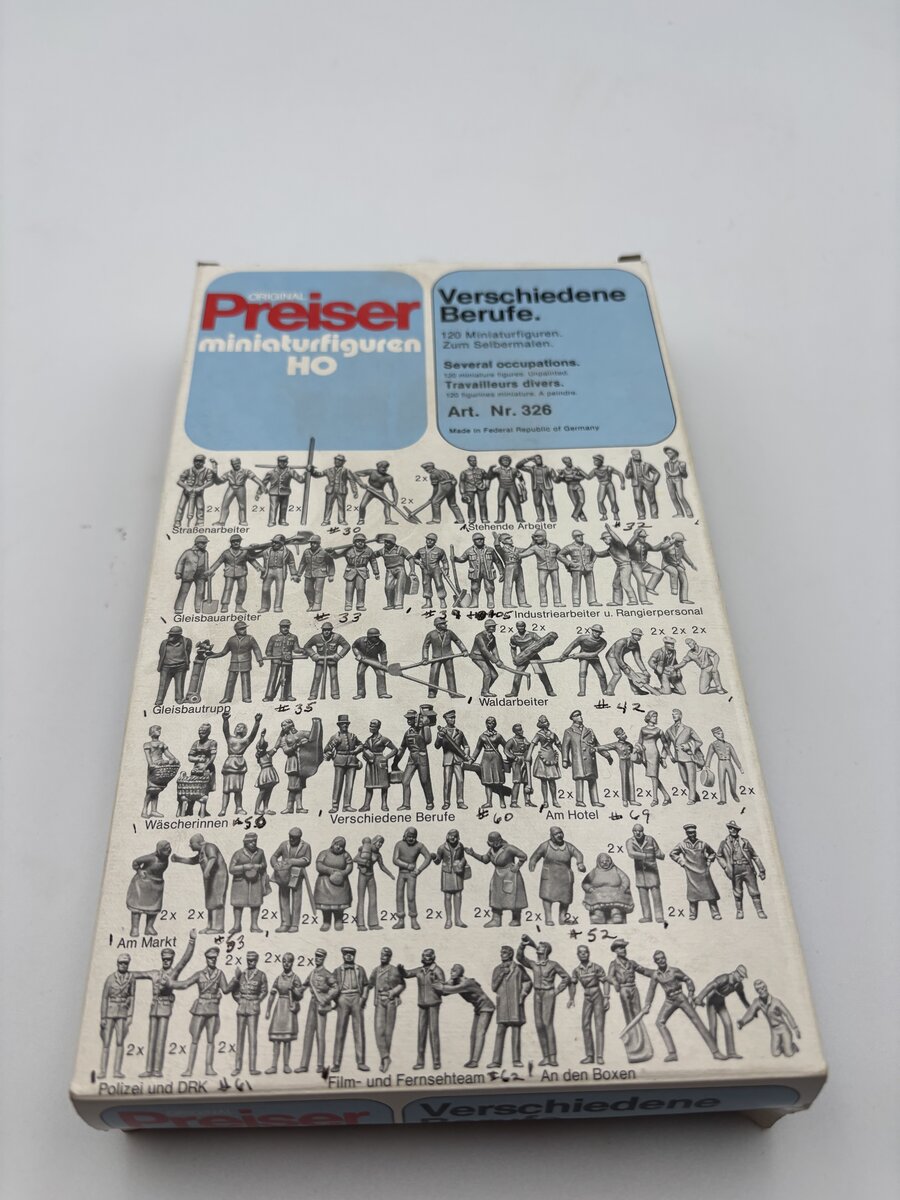 Preiser 326 HO Different Occupations Miniature Figures (Pack of 120)