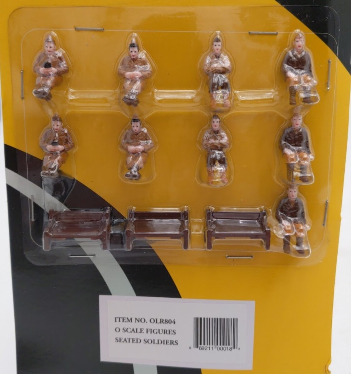 K-Line 804 O Scale 9-Seated Soldiers and 3-Bench Figure Set