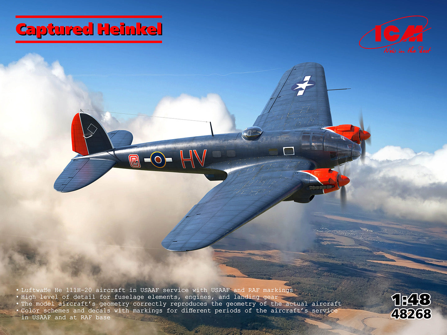 ICM 48268 1:48 Captured Heinkel Aircraft Plastic Model Kit