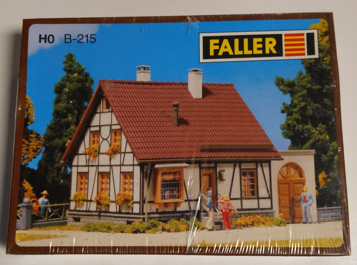 Faller B-215 HO Scale Timbered House with Garage Plastic Model Building Kit